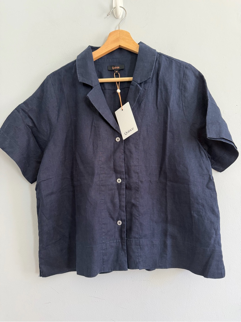 Quince Women's 100% European Linen Short Sleeve Shirt Coastal Beach Size M NWT